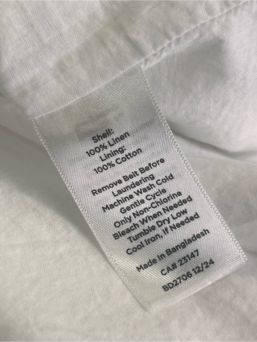 Talbots White 100% Linen Button Front Belted Midi Dress Size 16 Lined Pockets - Picture 10 of 12
